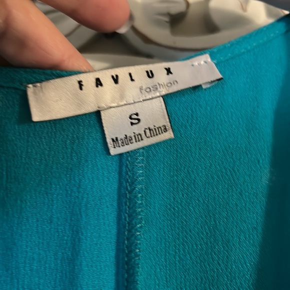 Open shoulder teal summer dress, size small - Picture 4 of 4